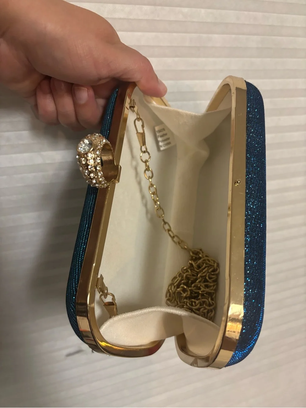 Blue sparkles Ring-Clasp Evening Clutch